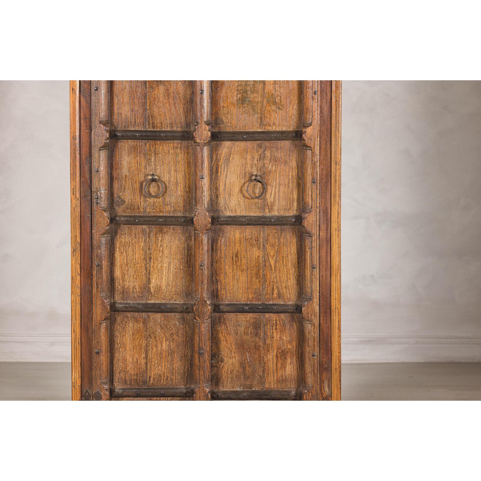 Early 20th Century Hardwood Cabinet with Iron Accents and Rustic Charm