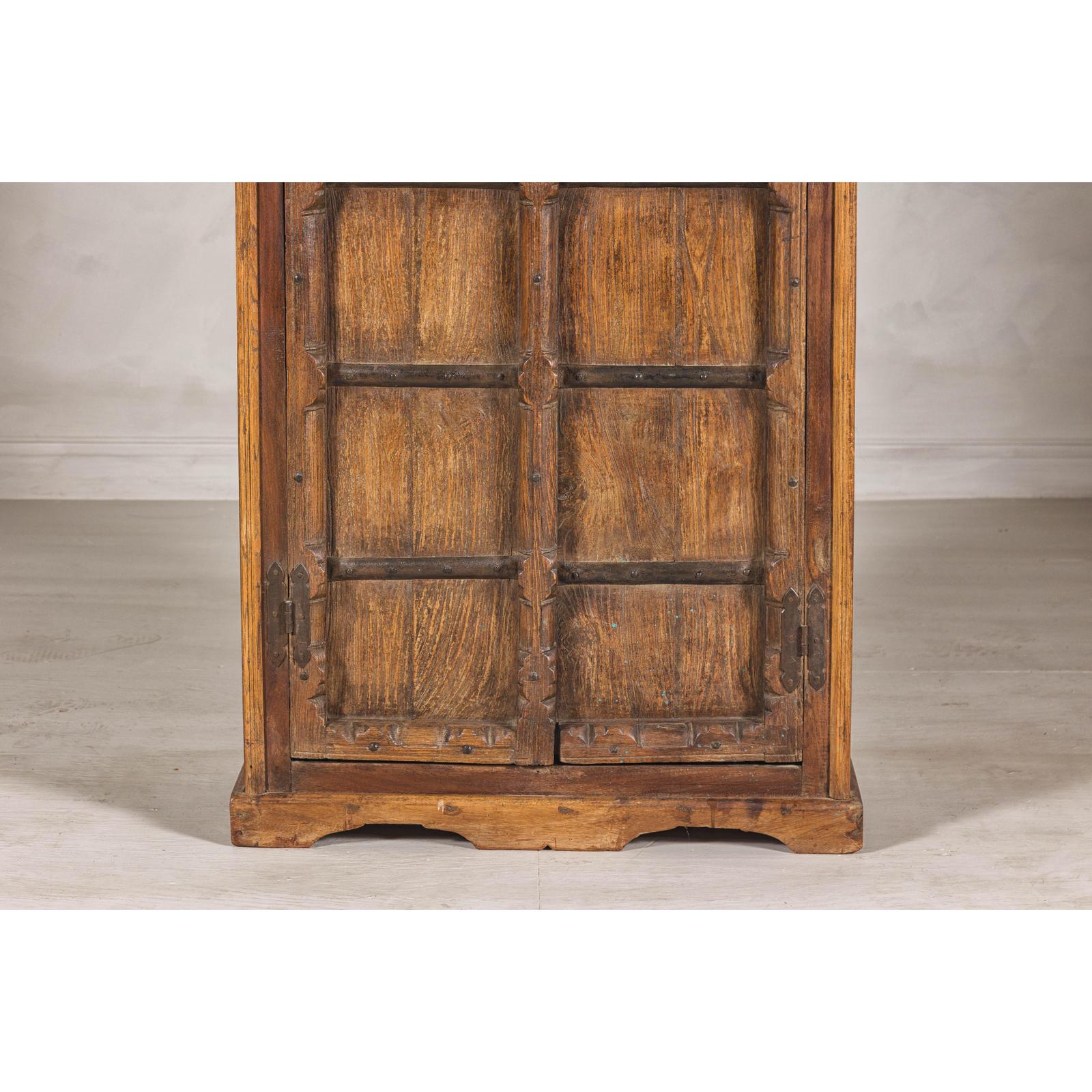 Early 20th Century Hardwood Cabinet with Iron Accents and Rustic Charm