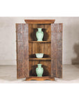 Early 20th Century Hardwood Cabinet with Iron Accents and Rustic Charm