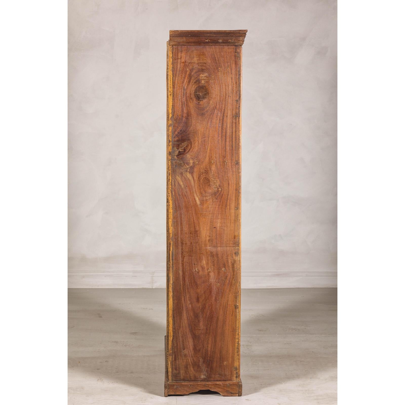 Early 20th Century Hardwood Cabinet with Iron Accents and Rustic Charm