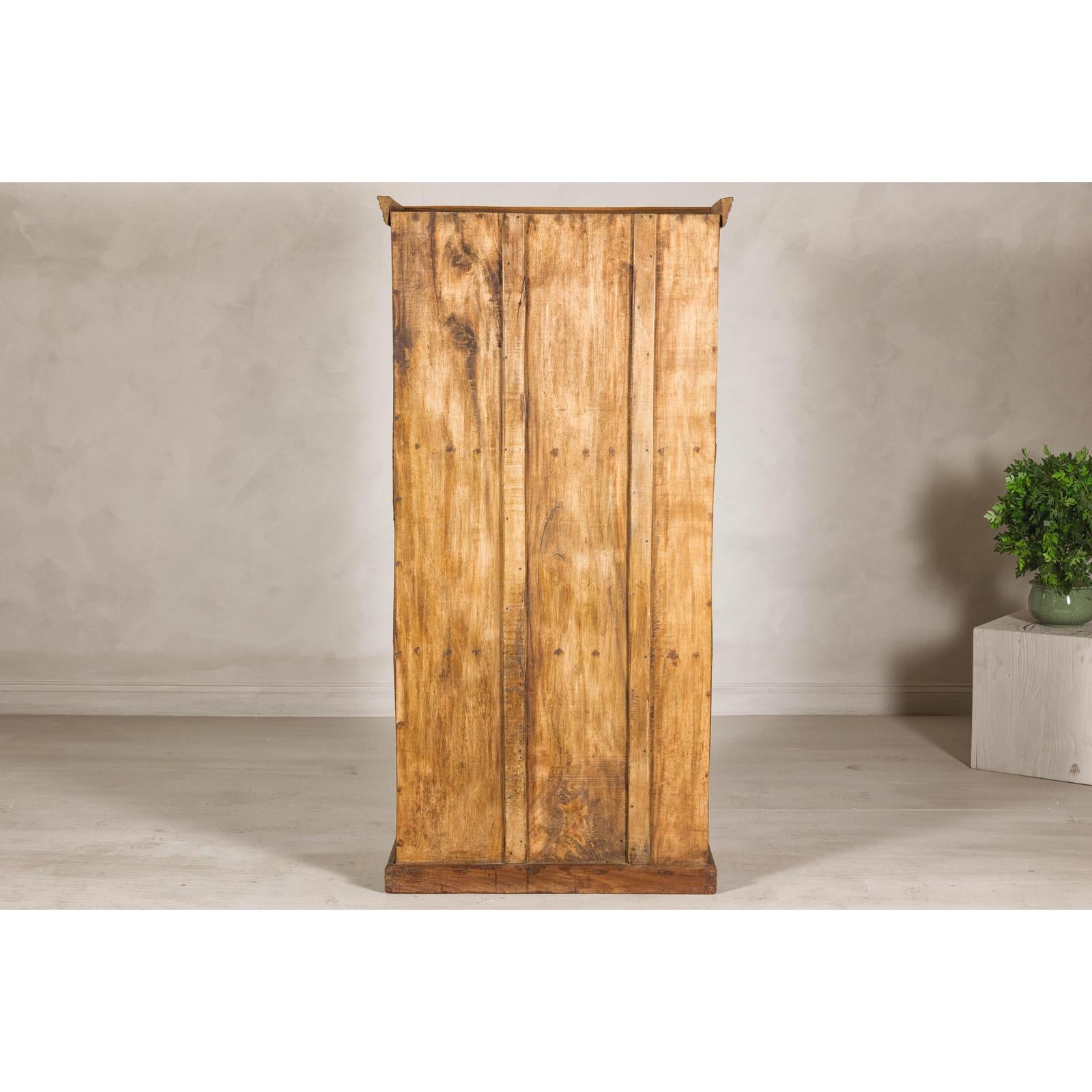 Early 20th Century Hardwood Cabinet with Iron Accents and Rustic Charm