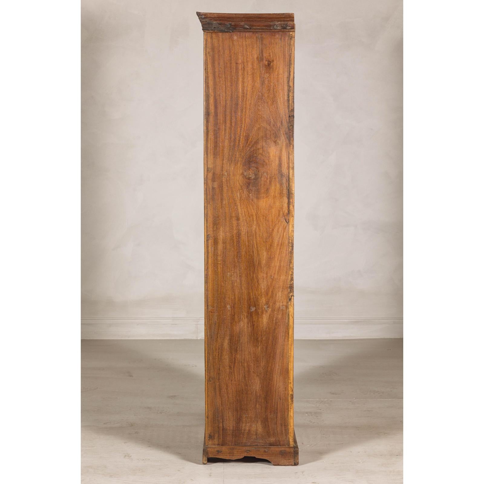 Early 20th Century Hardwood Cabinet with Iron Accents and Rustic Charm