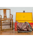 Red Blanket Chest with Gilded Bat & Guardian Lion Motifs