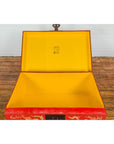 Red Blanket Chest with Gilded Bat & Guardian Lion Motifs