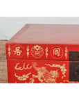 Red Blanket Chest with Gilded Bat & Guardian Lion Motifs