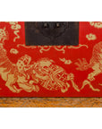 Red Blanket Chest with Gilded Bat & Guardian Lion Motifs