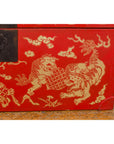 Red Blanket Chest with Gilded Bat & Guardian Lion Motifs