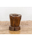 Teak Wood Rustic Mortar Urn Repurposed as an Antique Planter, 19th Century