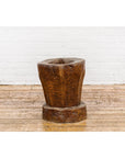 Teak Wood Rustic Mortar Urn Repurposed as an Antique Planter, 19th Century