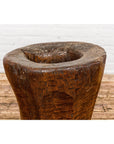 Teak Wood Rustic Mortar Urn Repurposed as an Antique Planter, 19th Century