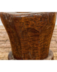Teak Wood Rustic Mortar Urn Repurposed as an Antique Planter, 19th Century