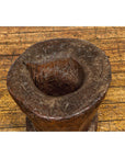 Teak Wood Rustic Mortar Urn Repurposed as an Antique Planter, 19th Century