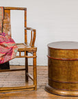Burmese Vintage Negora Lacquer Circular Storage Bin with Vertical Stripes-19. Asian & Chinese Furniture, Art, Antiques, Vintage Home Décor for sale at FEA Home