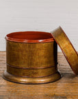 Burmese Vintage Negora Lacquer Circular Storage Bin with Vertical Stripes-27. Asian & Chinese Furniture, Art, Antiques, Vintage Home Décor for sale at FEA Home