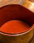 Burmese Vintage Negora Lacquer Circular Storage Bin with Vertical Stripes-28. Asian & Chinese Furniture, Art, Antiques, Vintage Home Décor for sale at FEA Home