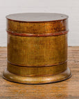 Burmese Vintage Negora Lacquer Circular Storage Bin with Vertical Stripes-30. Asian & Chinese Furniture, Art, Antiques, Vintage Home Décor for sale at FEA Home