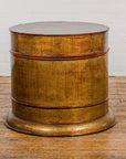 Burmese Vintage Negora Lacquer Circular Storage Bin with Vertical Stripes-31. Asian & Chinese Furniture, Art, Antiques, Vintage Home Décor for sale at FEA Home
