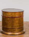 Burmese Vintage Negora Lacquer Circular Storage Bin with Vertical Stripes-20. Asian & Chinese Furniture, Art, Antiques, Vintage Home Décor for sale at FEA Home