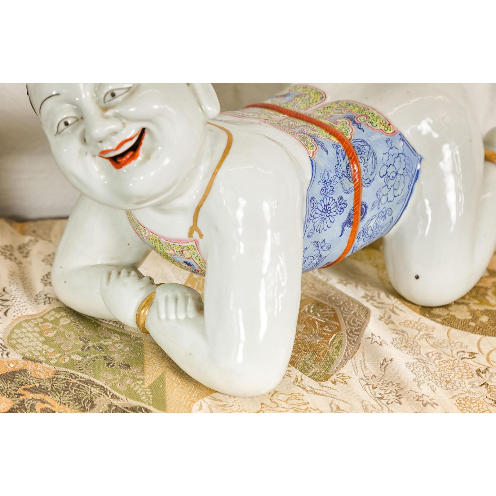 Pair of Qing Dynasty Period Porcelain Tong'zi Figures