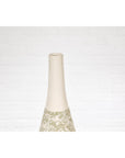 Soft Green and Cream Artisan Ceramic Vase with Energetic Dripping Décor