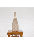 Hand-Crafted Artisan Bottle Shaped Brown and Cream Ceramic Vase with Dripping