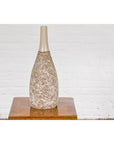 Hand-Crafted Artisan Bottle Shaped Brown and Cream Ceramic Vase with Dripping