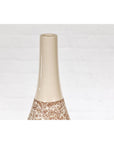 Hand-Crafted Artisan Bottle Shaped Brown and Cream Ceramic Vase with Dripping