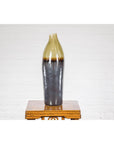 Handmade Artisan Ceramic Vase with Olive Green, Dark Grey and Brown Dripping
