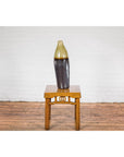 Handmade Artisan Ceramic Vase with Olive Green, Dark Grey and Brown Dripping