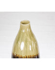 Handmade Artisan Ceramic Vase with Olive Green, Dark Grey and Brown Dripping