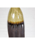 Handmade Artisan Ceramic Vase with Olive Green, Dark Grey and Brown Dripping