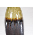 Handmade Artisan Ceramic Vase with Olive Green, Dark Grey and Brown Dripping