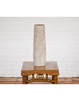 Cream & Speckled Brown Ceramic Vase with Brown Inside