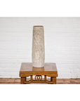 Cream & Speckled Brown Ceramic Vase with Brown Inside