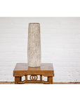 Cream & Speckled Brown Ceramic Vase with Brown Inside