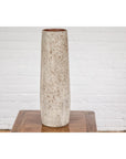 Cream & Speckled Brown Ceramic Vase with Brown Inside