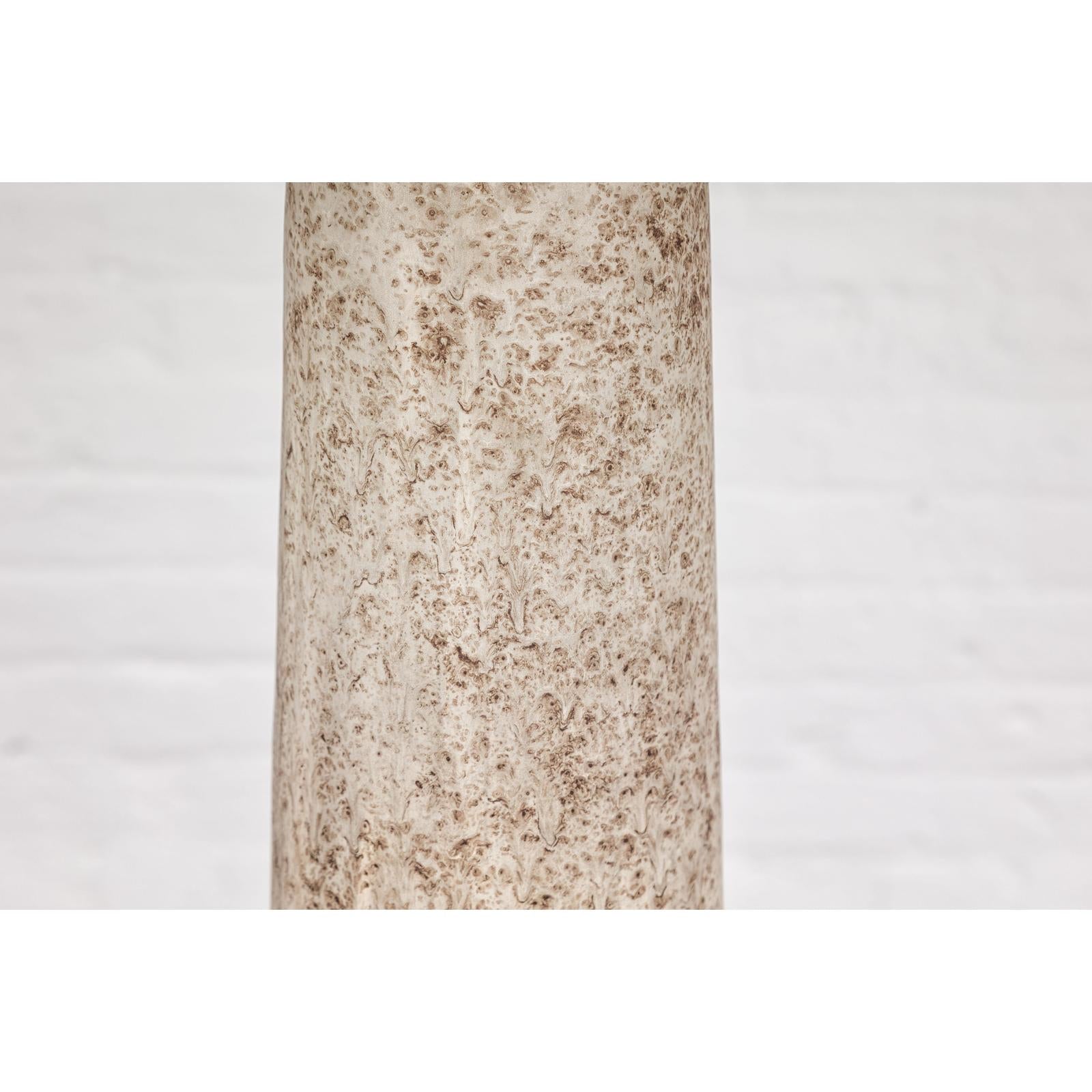 Cream & Speckled Brown Ceramic Vase with Brown Inside