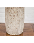 Cream & Speckled Brown Ceramic Vase with Brown Inside