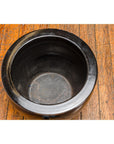 Round Vintage Black Glazed Ceramic Planter