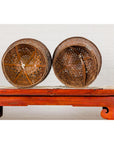 Woven Rattan Basket Trays with Circular Tops, Sold Each