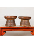 Woven Rattan Basket Trays with Circular Tops, Sold Each