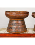 Woven Rattan Basket Trays with Circular Tops, Sold Each