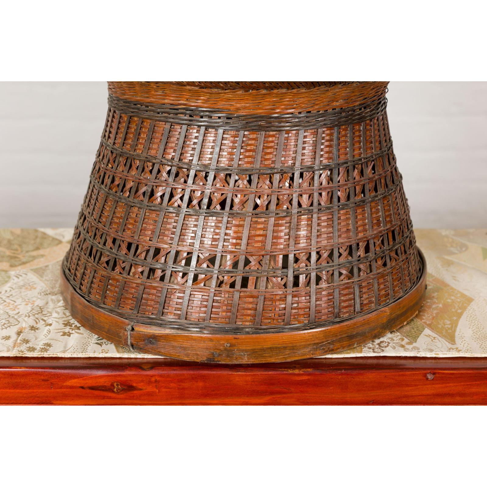 Woven Rattan Basket Trays with Circular Tops, Sold Each