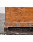 Antique Wooden Box with Diamond Motifs and Wave Patterns