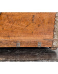 Antique Wooden Box with Diamond Motifs and Wave Patterns