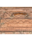 Antique Wooden Box with Diamond Motifs and Wave Patterns