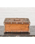 Antique Wooden Box with Diamond Motifs and Wave Patterns