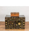 Antique Wooden Box with Diamond Motifs and Wave Patterns-4. Asian & Chinese Furniture, Art, Antiques, Vintage Home Décor for sale at FEA Home