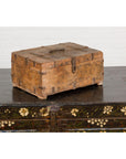 Antique Document Box with Incised Concentric Motifs and Partial Opening Top
