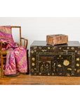 Antique Document Box with Incised Concentric Motifs and Partial Opening Top